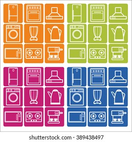 set of icons of kitchen appliances