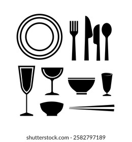 set of icons kitchen utensils vector