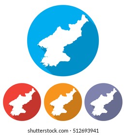 Set of icons Korea map in flat a style