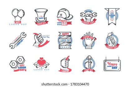 set of icons of the labor day vector illustration design