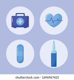 conjunto de iconos diseño de la ilustración vectorial de laboratorio y vacunación