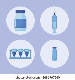 set of icons laboratory and vaccination vector illustration design