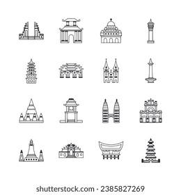 set of icons of landmarks