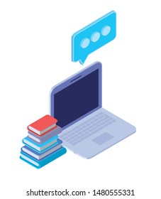 set of icons with laptop on white background