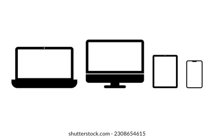 set of icons of laptop, smartphone, tablet, computer monitor device screens.