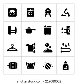 Set icons of laundry isolated on white. Vector illustration