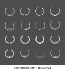 Set icons of laurel wreath and modern frames isolated on grey. Vector illustration