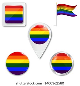 Set of icons LGBT flag in different designs.