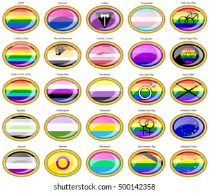 Set of icons. LGBT flags.   