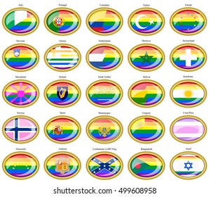 Set of icons. LGBT (gay) flags.   