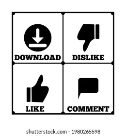 a set of icons like  download  comment  dislike.