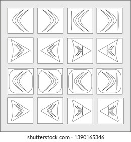 set of icons of linear arrows