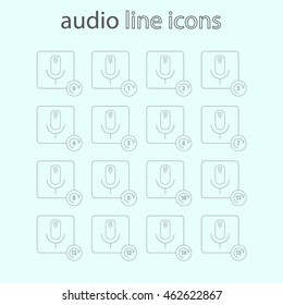 Set of icons with linear microphone. Modern vector musical series of icons.