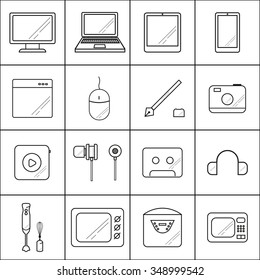 Set icons with lines technology on  white background