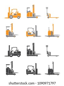 Set icons of loader equipment isolated. Two versions. Vector illustration