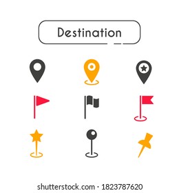 Set of icons for location and map indication
