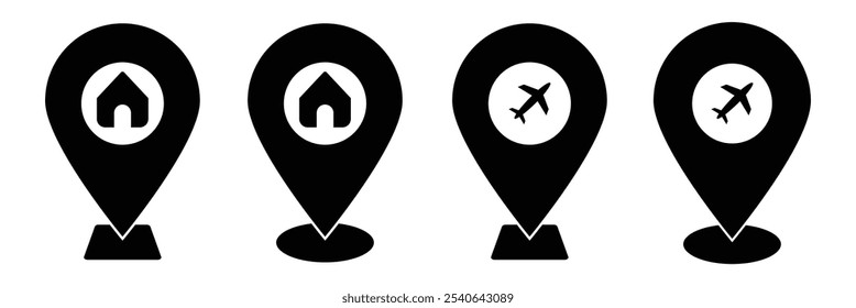 set of icons Location Pin, Map Pin, Place, Location, Address, location icon. Vector map pin, red pin on white background.