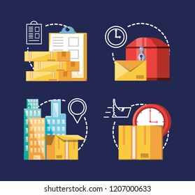 set icons of logistic service