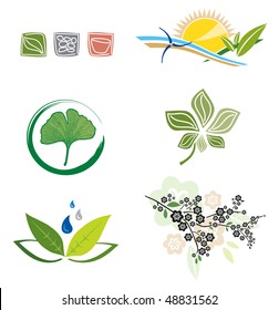 Set of Icons for Logo Design - Nature, Landscape Design and Green Business