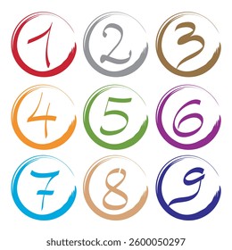 Set of Icons and Logo Elements Numbers Digits 1 to 9