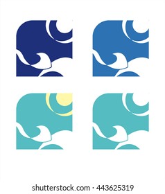 Set Icons, Logo sea and summer. Vector