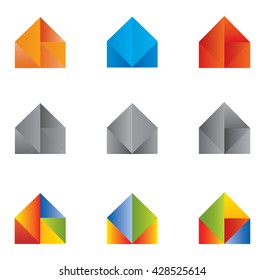 Set of Icons and Logos of Houses in Multiple Colors