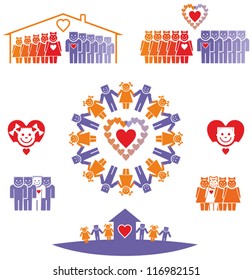 Set of icons of love, dating, relationships.