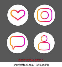 set of icons love, dialogue, photos, user, vector icon, eps10