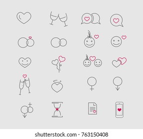 set of icons for love, simple design