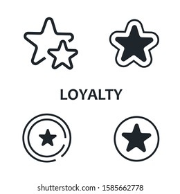 Set of icons for the loyalty program. Line icons. Bonus program. Vector.