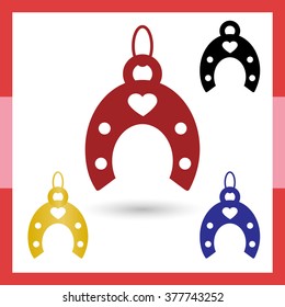 Set icons for luck Golden horseshoe. isolated on white background.  
