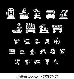 Set icons of machine tool, robotic industry