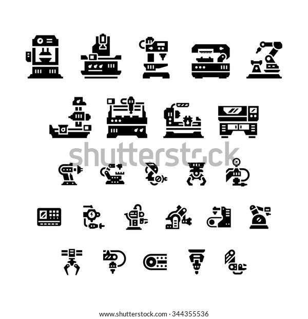 白い背景に機械 ロボット産業のアイコンを設定します ベクターイラスト のベクター画像素材 ロイヤリティフリー