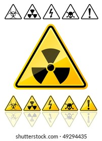 Set of icons of main warning symbols - vector