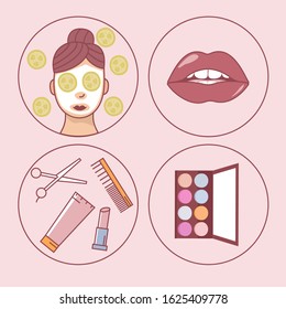 set of icons with makeup elements