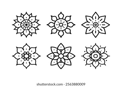 Set of Icons mandala art vector pattern 