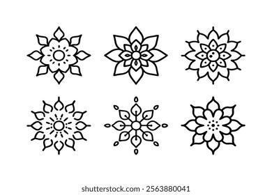 Set of Icons mandala art vector pattern 