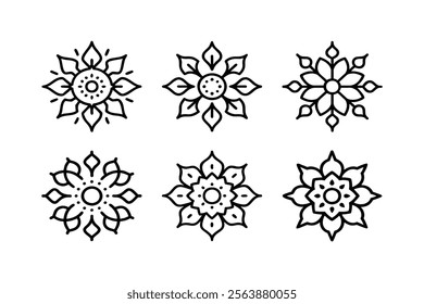Set of Icons mandala art vector pattern 