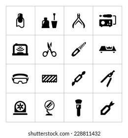 Set icons of manicure isolated on white. Vector illustration
