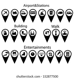 Set of icons for the map 1 (vector)