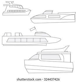 set of icons marine yachts, pleasure craft, tourist and passenger