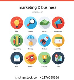 
Set of icons for marketing and business. Flat