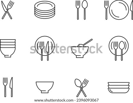 Set of Icons with Meal Marks Made of Vector Cutlery