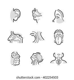 Set Of Icons Medical Doctors Otolaryngology