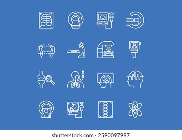 Set of icons for Medical Imaging. Editable stroke. Vector illustration	