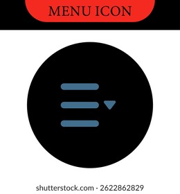 Definir menu de ícones para aplicativos e Web. Ícone Do Menu Hamburger. Ícones de vetor definidos. Ilustração vetorial
