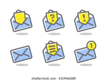 Set of icons for messages. Bright, colored sign on a white background. Vector icons collection