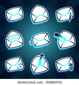 Set of icons messages envelop for email