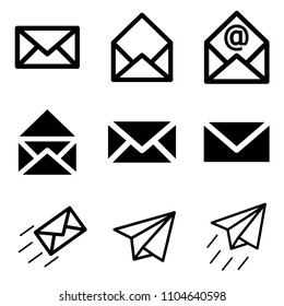 Set of icons for messages. Vector illustration. Signs for infographic, logo, app development and website design.