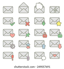 Set of icons for messages. Vector illustration.